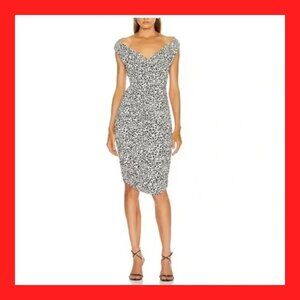 Norma Kamali Tara Ruched Leopard Dress